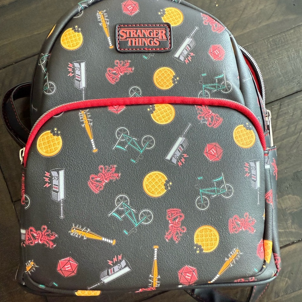 Stranger Thing Mini Backpack - Black with Red Accents - like new!